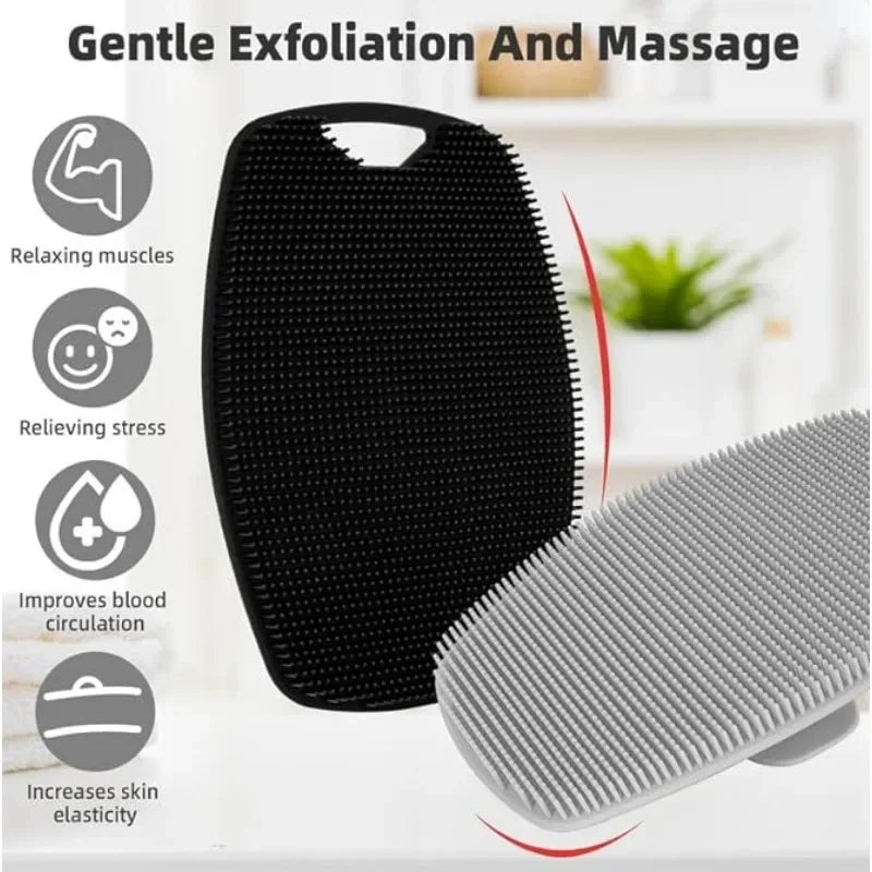 Exfoliating Silicone Bath Brush Cleanser With No Slip Handle
