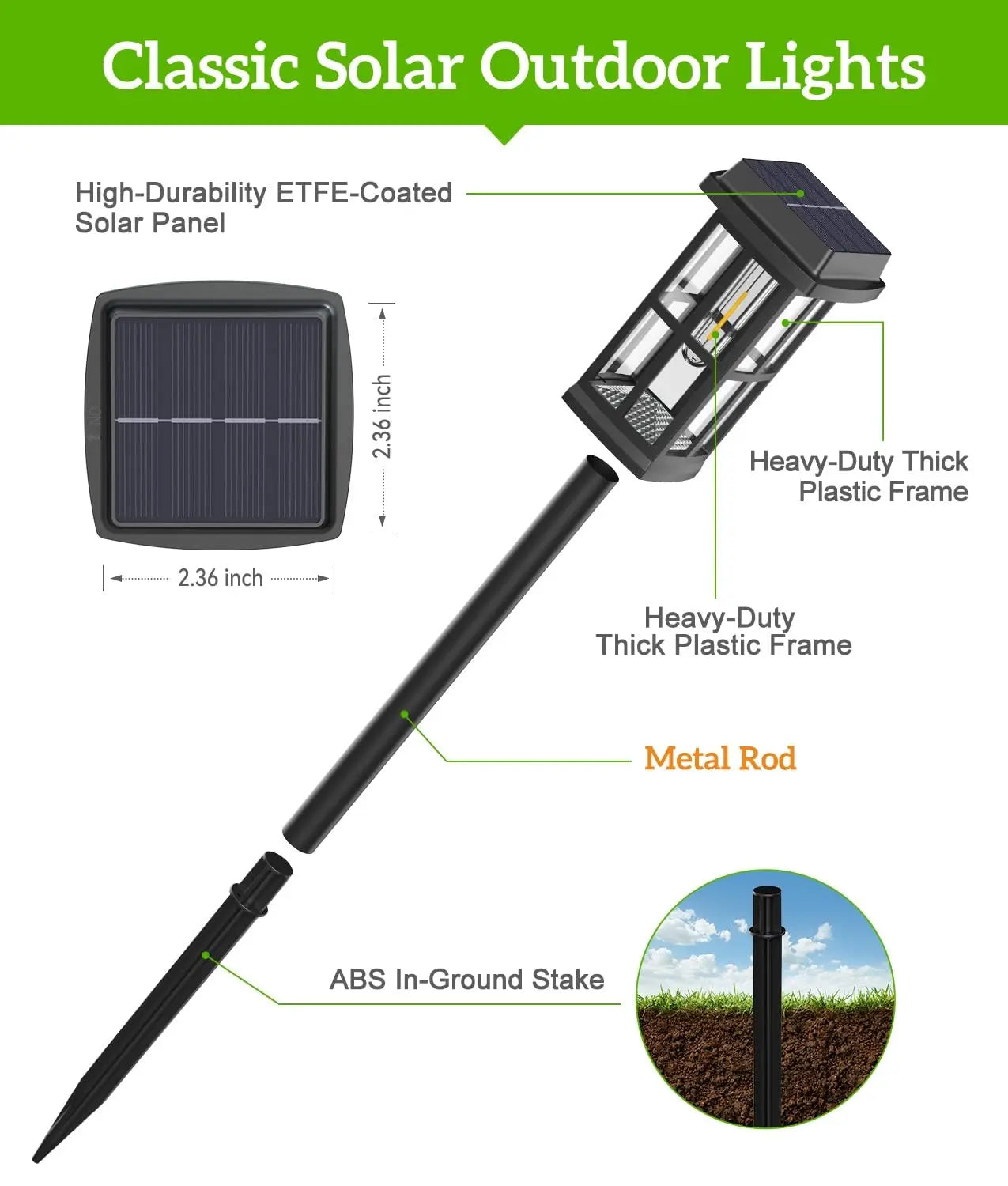 Solar Powered Pathway Lights IP65 Waterproof Outdoor Landscape Lighting