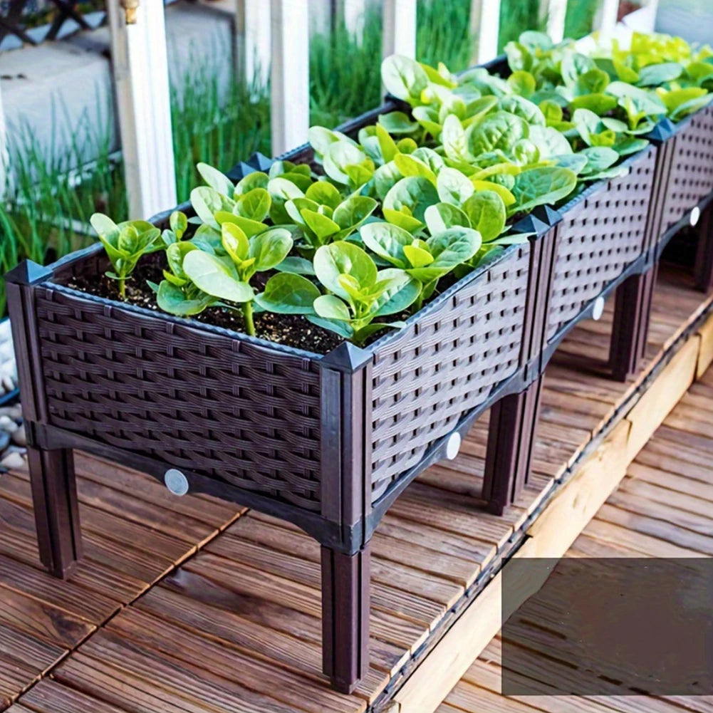 Plastic Raised Garden Bed With Legs Raised Planter Box Indoor Outdoor Drainage