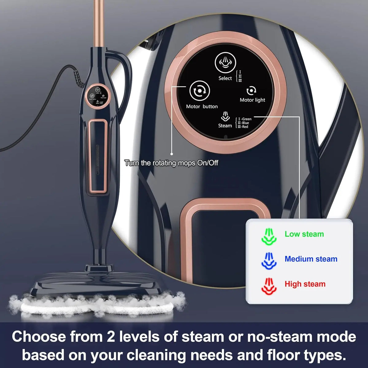 Devoac Steam Mop With Rotating Pad For Hardwood Laminate Floors