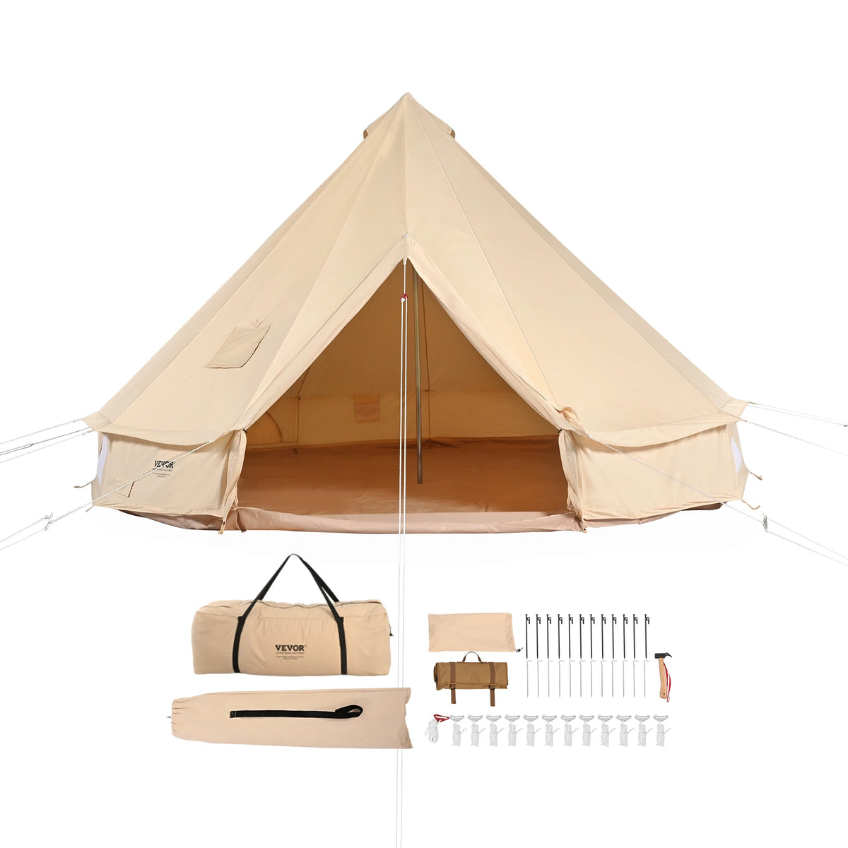 SucceBuy Breathable Canvas Bell Tent Stove Port For Season Camping