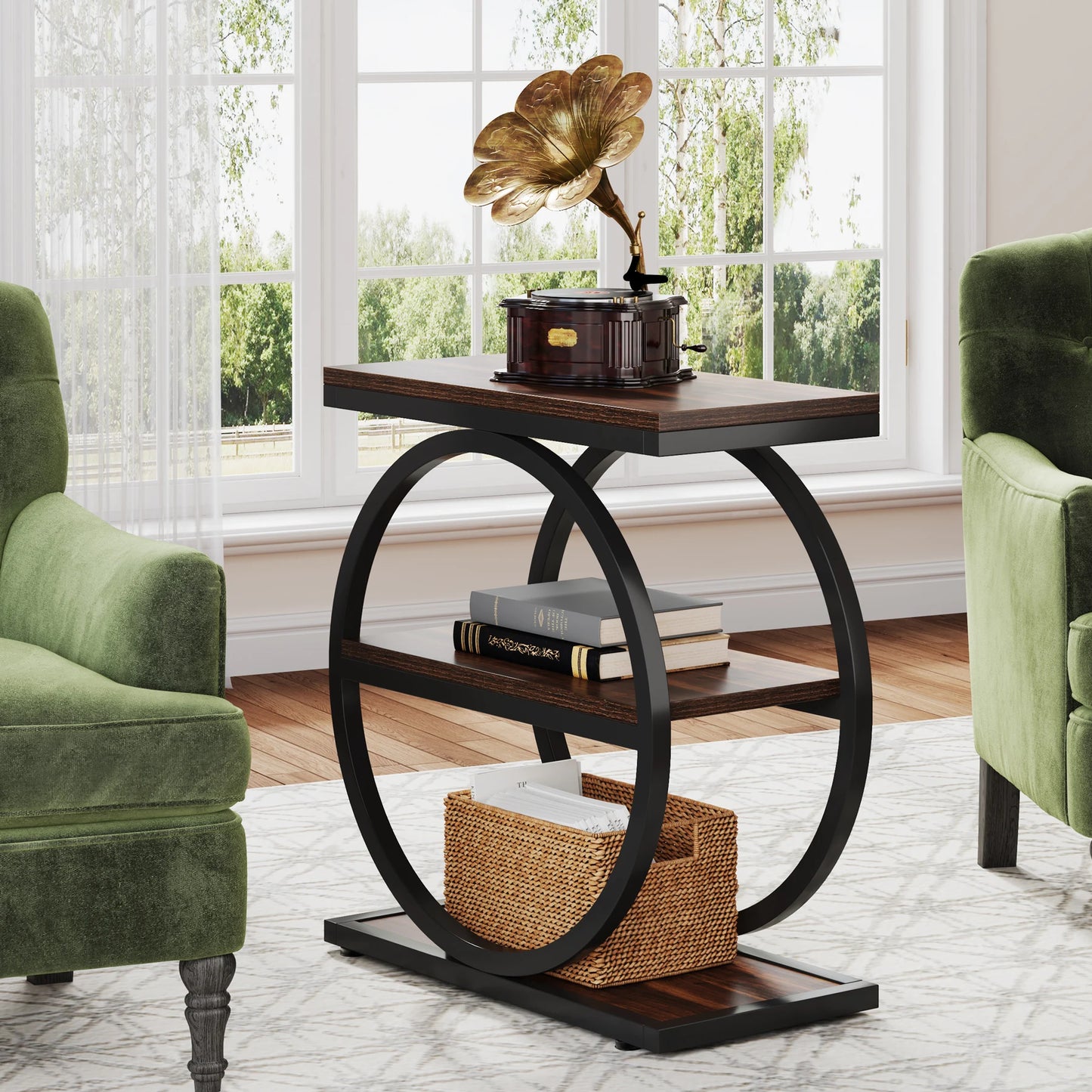 Tribesigns End Table With Shelves Narrow Industrial Side Table