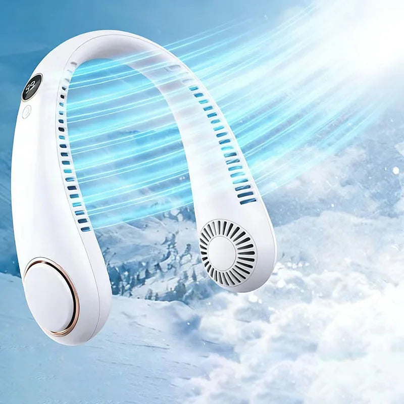 USB Rechargeable Bladeless Neck Fan 5 Speed Portable Air Cooler