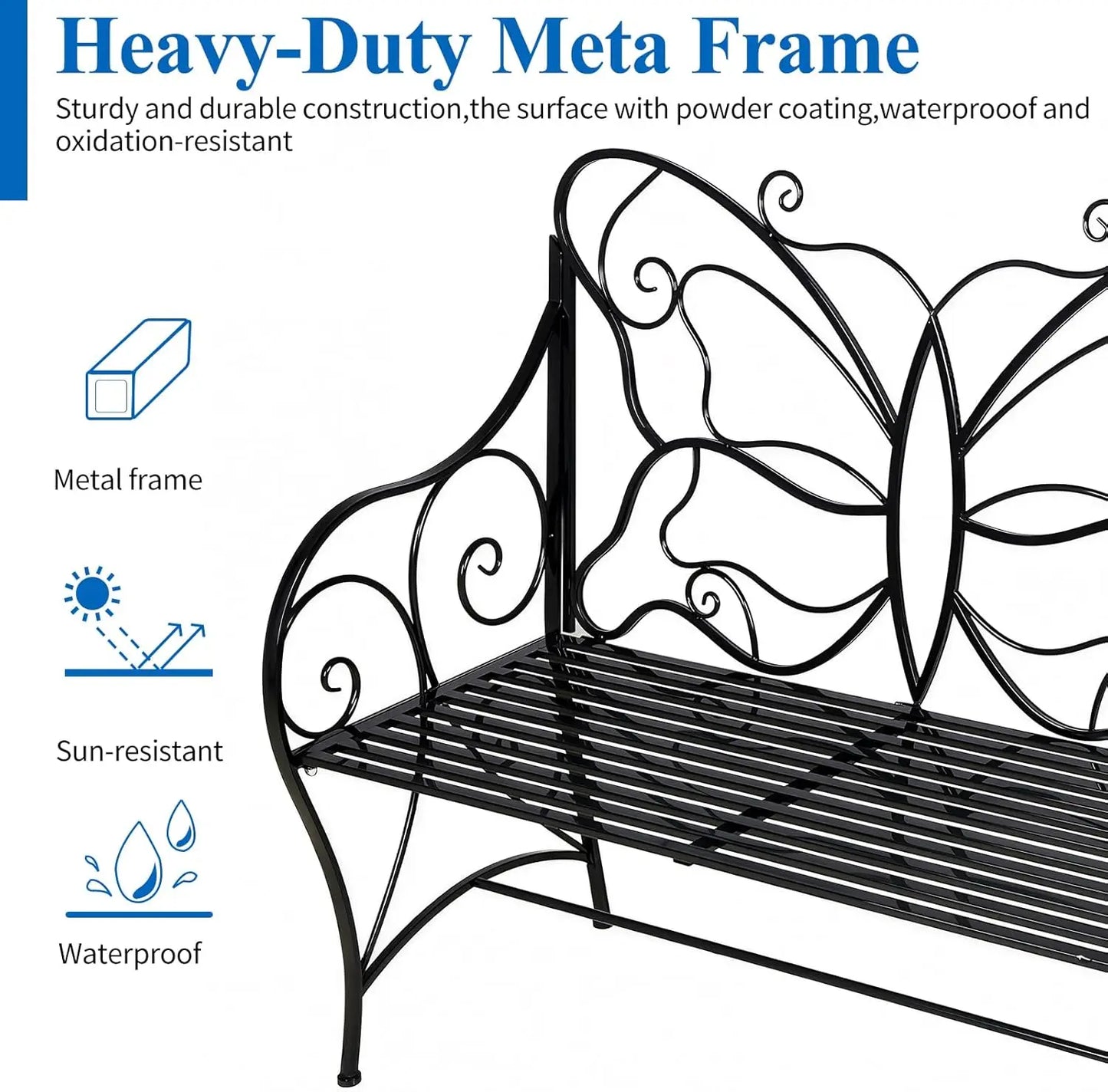 Butterfly Bench With Armrests Cast Iron Outdoor Garden Seating
