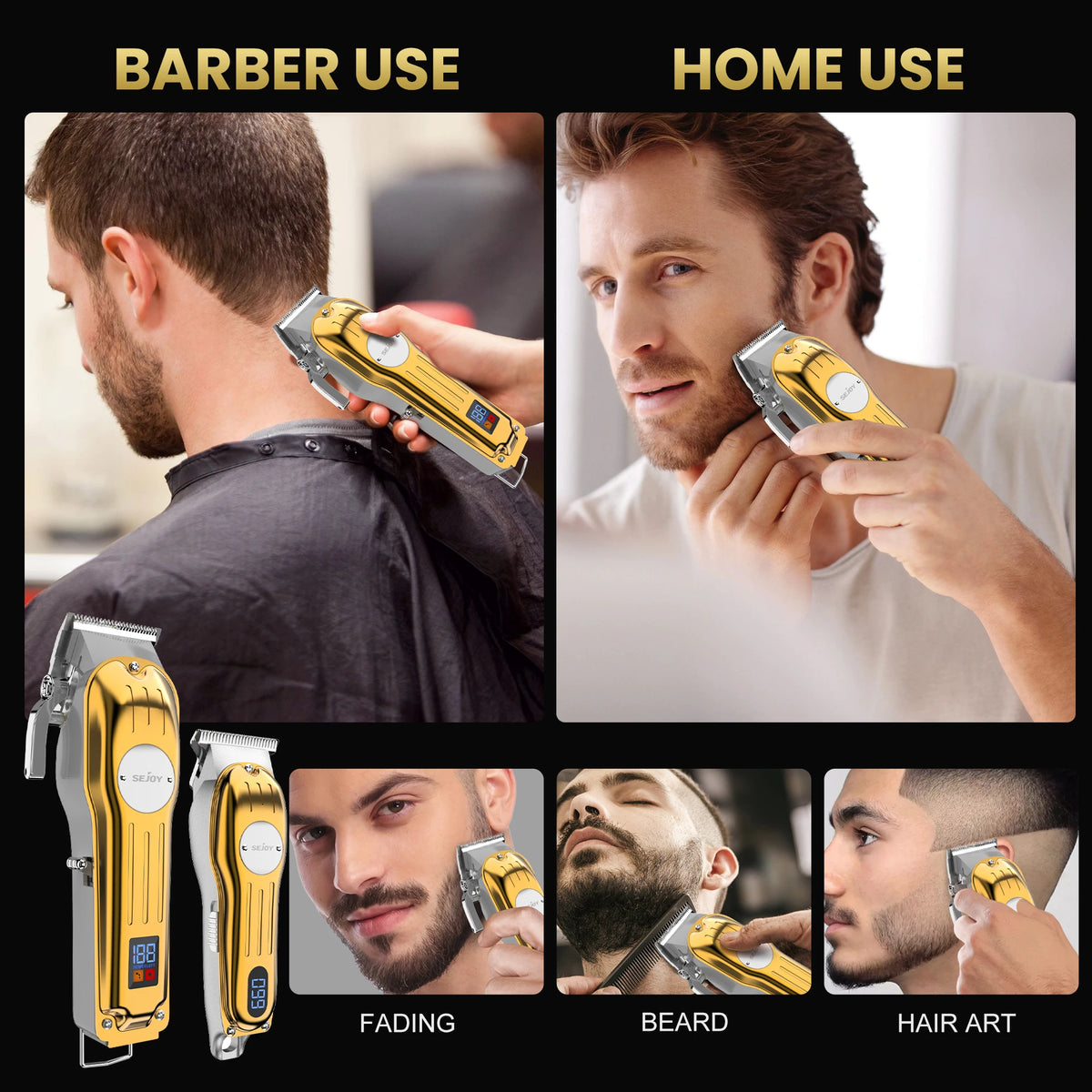 Sejoy Professional Rechargeable Cordless Hair Clipper Trimmer Set For Men