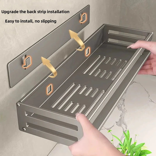 Aluminum Shower Corner Shelf Without Drilling With Towel Bar And Shampoo Holder