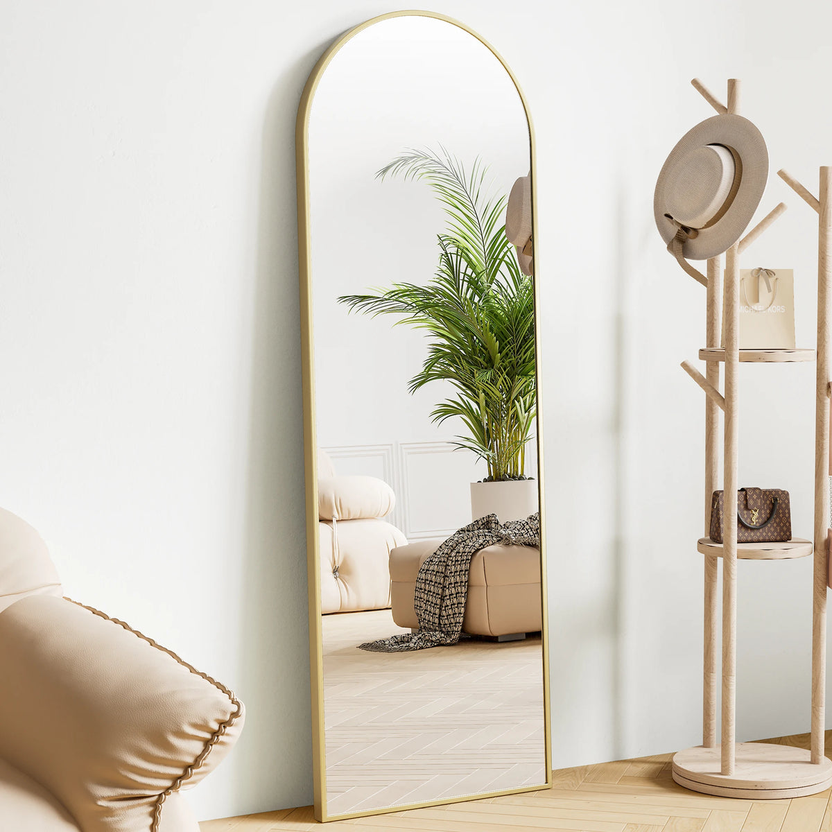 JHK Modern Full Body Standing Wall Mirror With Aluminum Frame