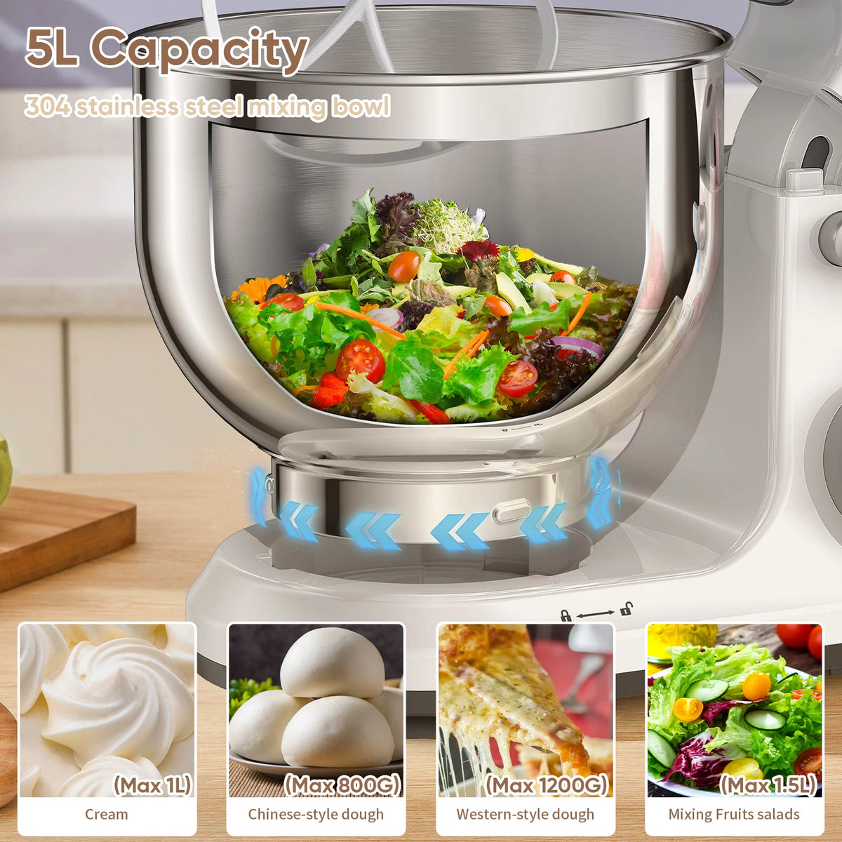 Biolomix Professional Kitchen Stand Mixer 1200W 11 Speed OLED Screen