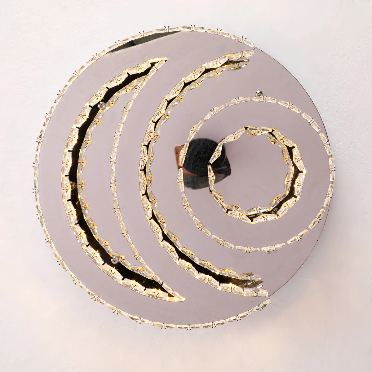 GreeLustr Crystal LED Sun Moon Ceiling Chandelier Fixture Living Room