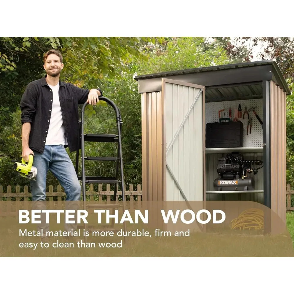 Lockable Metal Outdoor Storage Shed Waterproof For Garden And Backyard