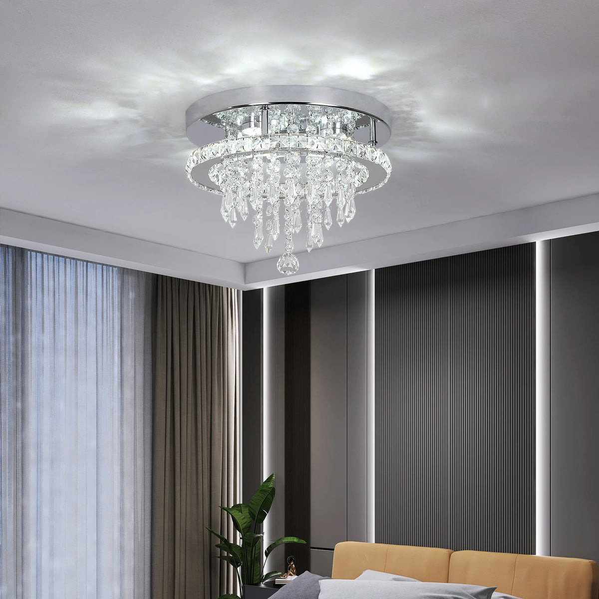 VETRULUS Modern K9 Crystal LED Ceiling Chandelier Living Room