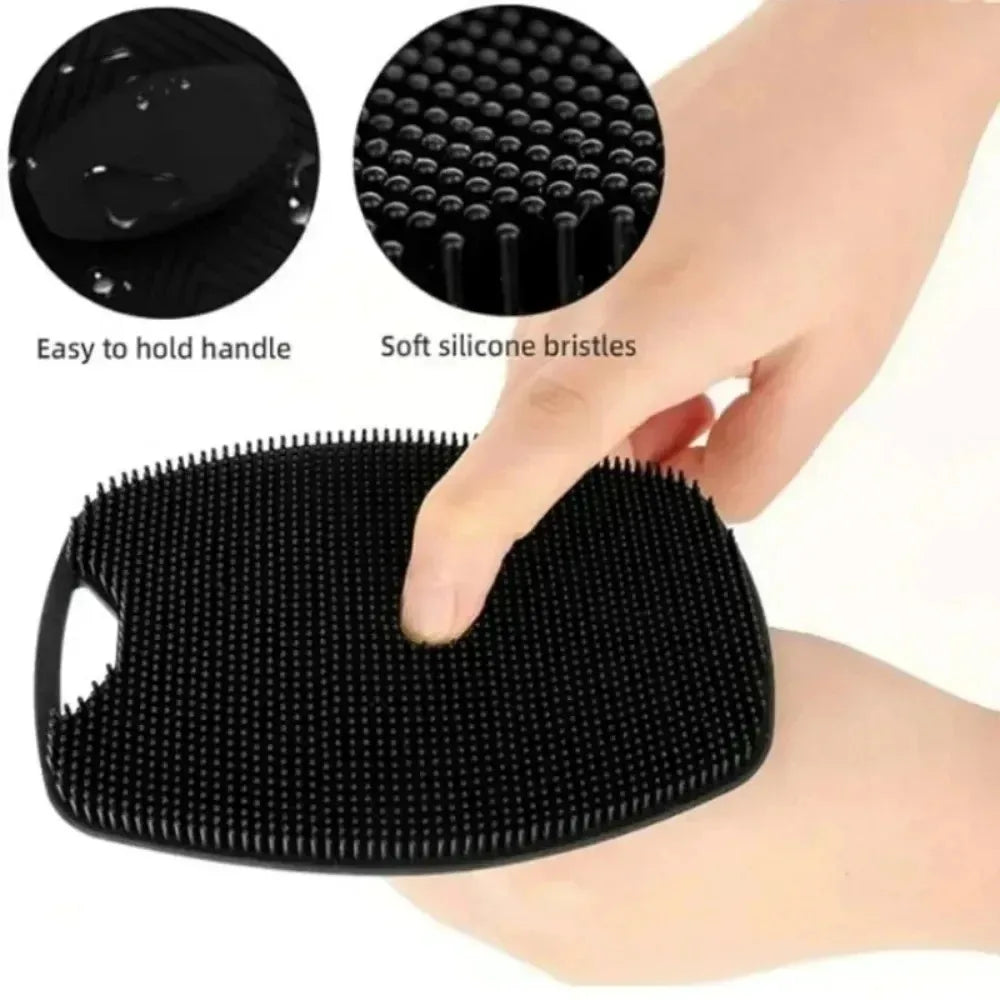 Exfoliating Silicone Bath Brush Cleanser With No Slip Handle