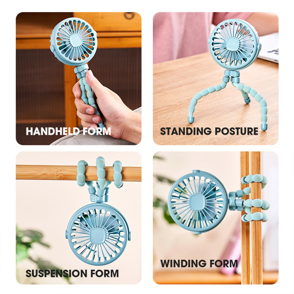 Portable Rechargeable Clip Stroller Fan For Car Seat Travel Cooling