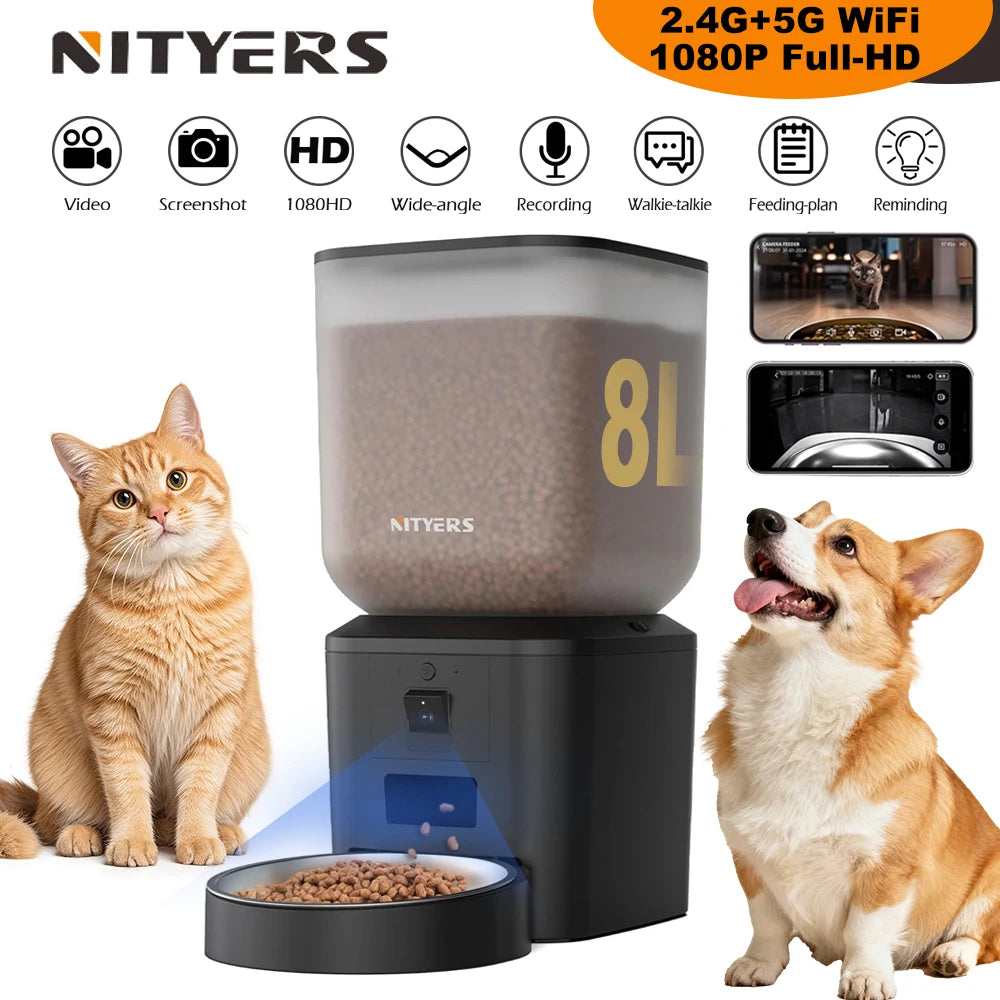 Nityers Automatic Cat Feeder 1080p WiFi Camera Night Vision