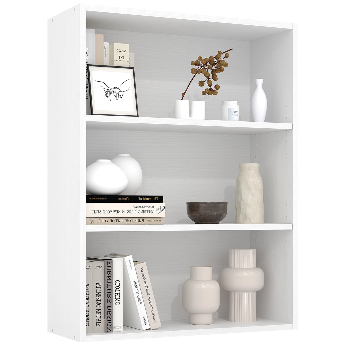 JHK 4 Tier Wooden Bookcase Tall Storage Rack Living Room