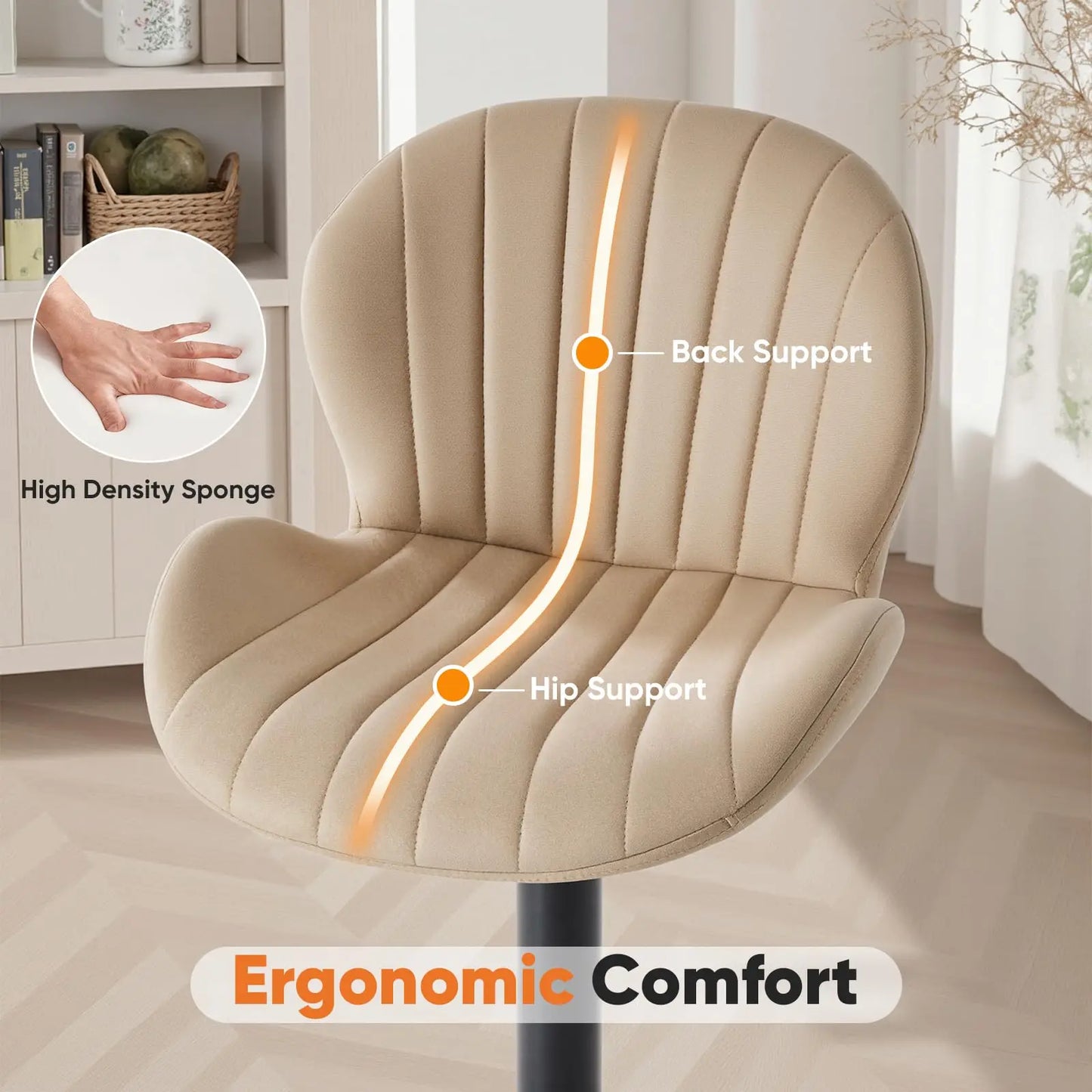 JHK Ergonomic Modern Dining Chairs Fabric Upholstered Set of 2