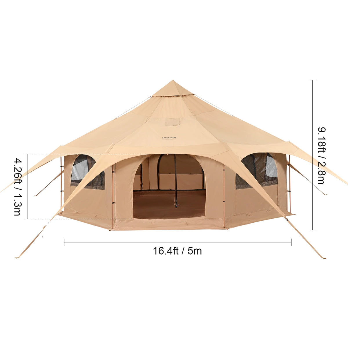 SucceBuy Breathable Canvas Bell Tent Stove Port For Season Camping