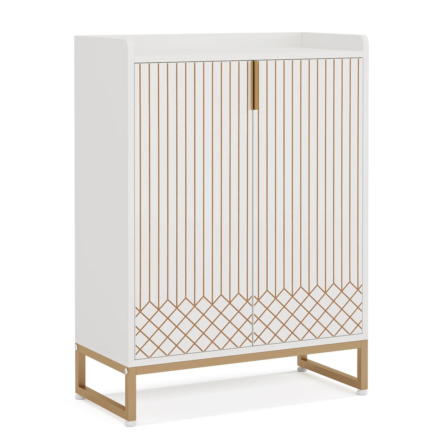 Tribesigns 5-Tier Shoe Cabinet With Doors Wood Storage Organizer