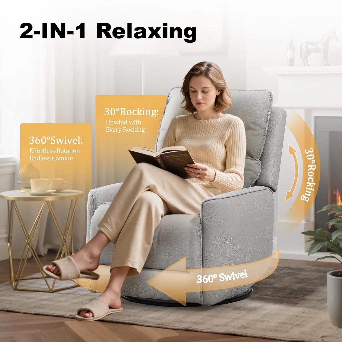 Recliner Chair 360 Swivel Rocker for Living Room Furniture