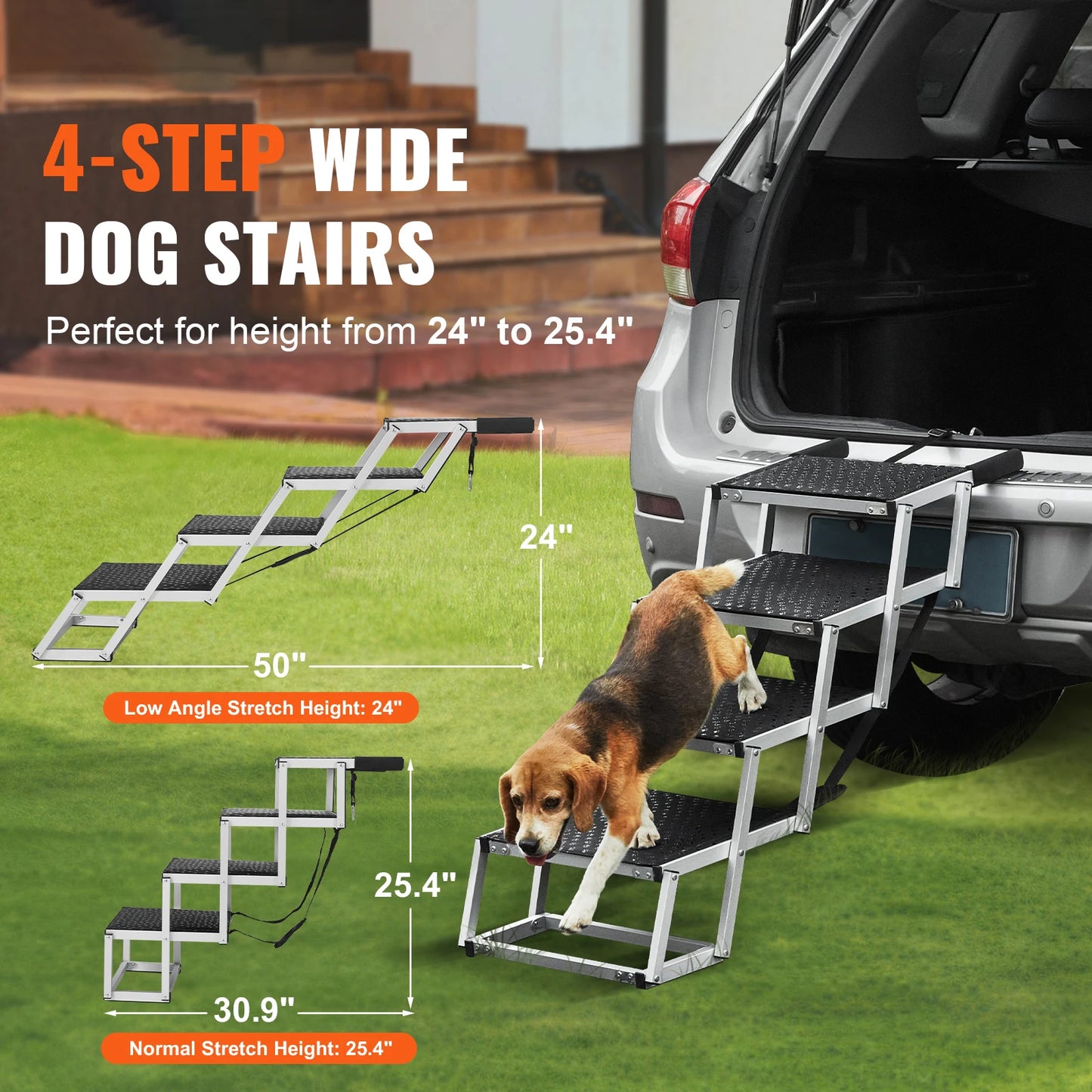 SucceBuy Folding Portable Dog Stair For Cars SUVs Trucks