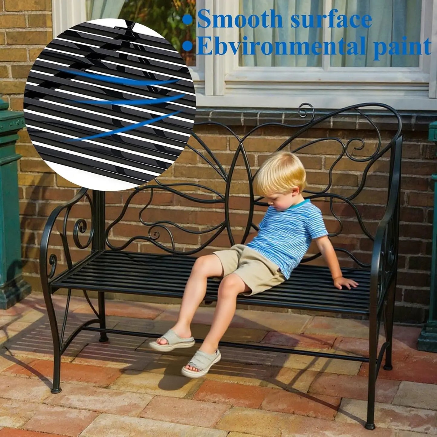 Butterfly Bench With Armrests Cast Iron Outdoor Garden Seating
