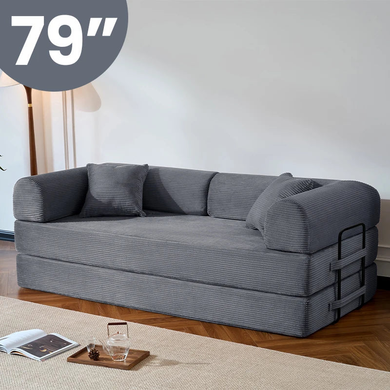 Corduroy Convertible Sofa Bed Foldable Loveseat Sleeper