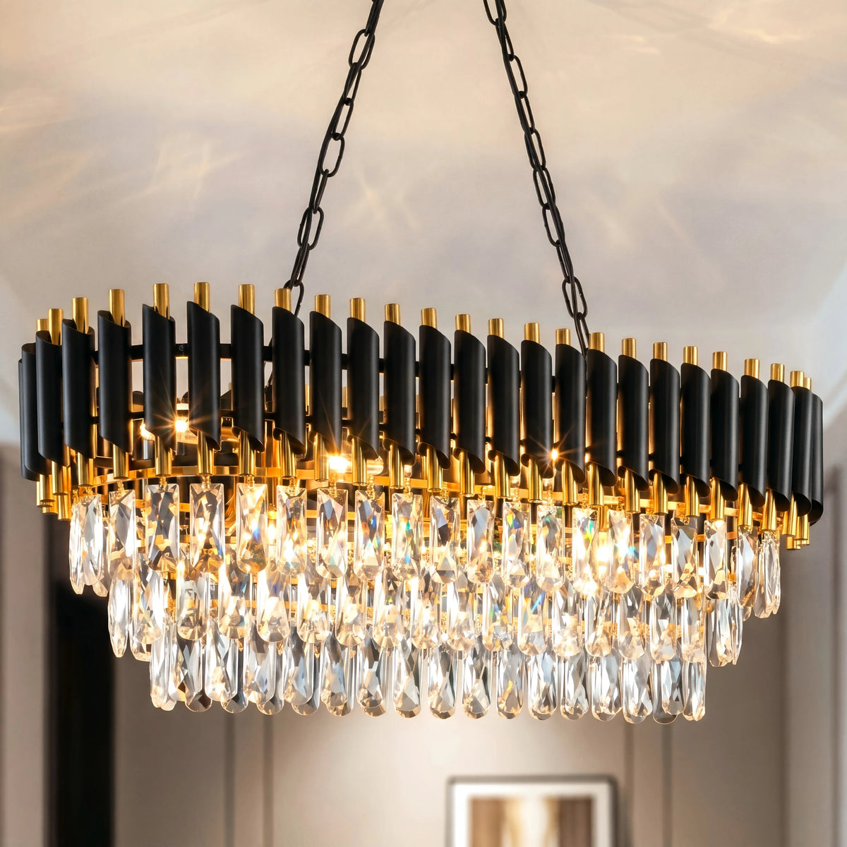 Modern Dimmable Crystal Chandelier For Home Kitchen Bedrooms Ceiling Lighting