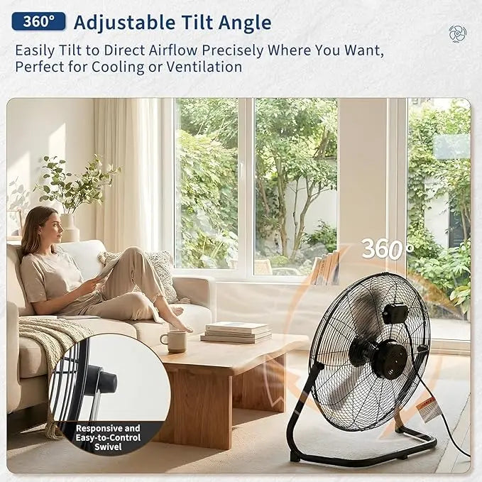 Acekool High Velocity Heavy Duty Industrial Floor Fan Adjustable Tilt