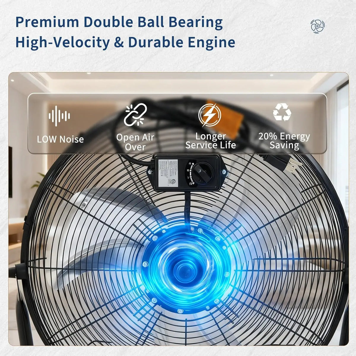 Acekool High Velocity Heavy Duty Industrial Floor Fan Adjustable Tilt
