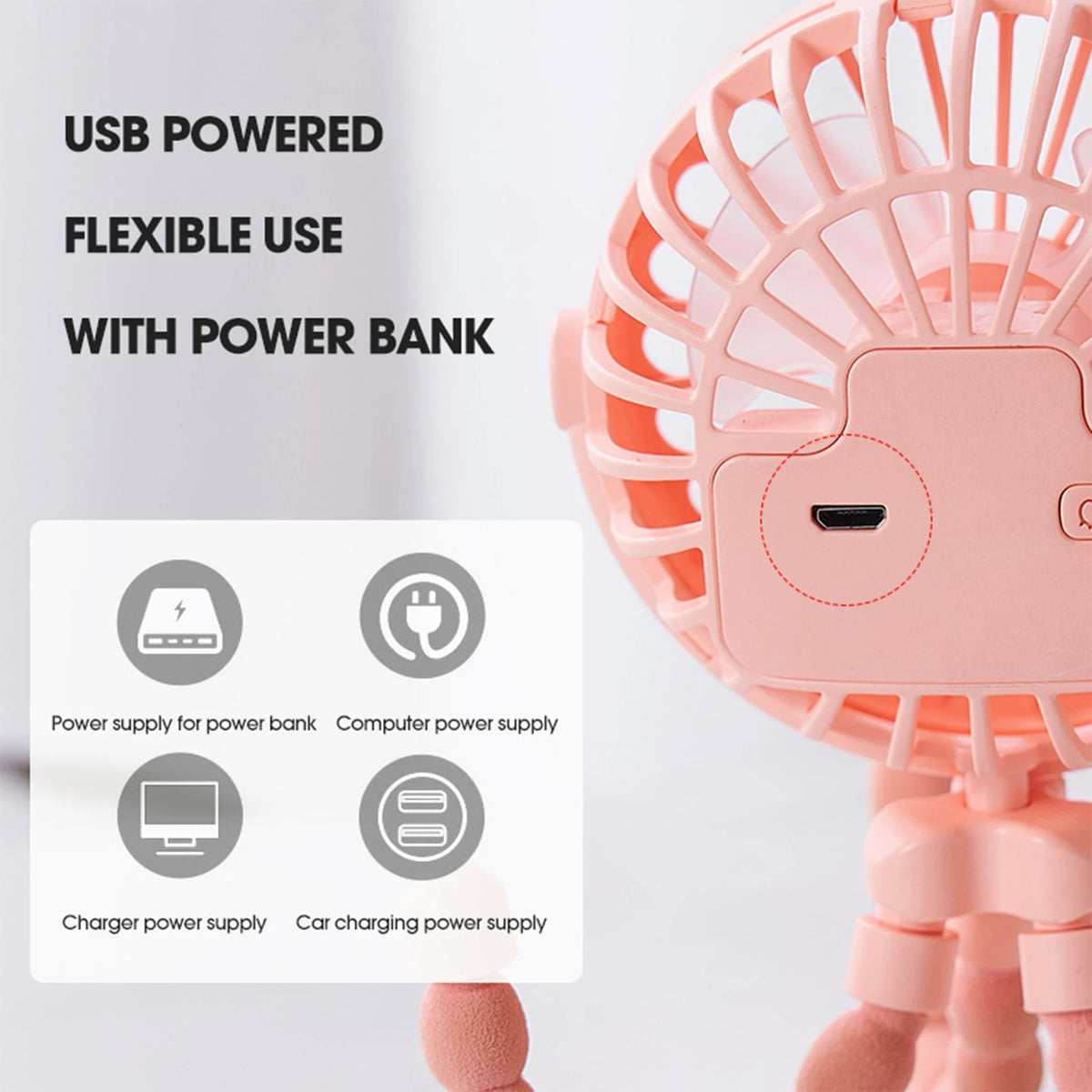 Portable Rechargeable Clip Stroller Fan For Car Seat Travel Cooling