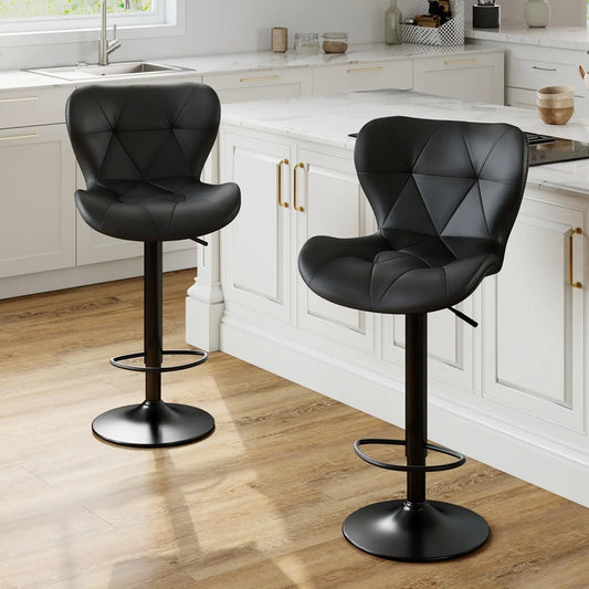 JHK Ergonomic Faux Leather Dining Chairs Adjustable Height Metal Frame