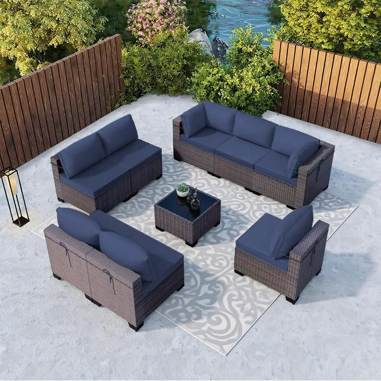 Outdoor Sectional Rattan Sofa Set Modern Garden Patio Furniture