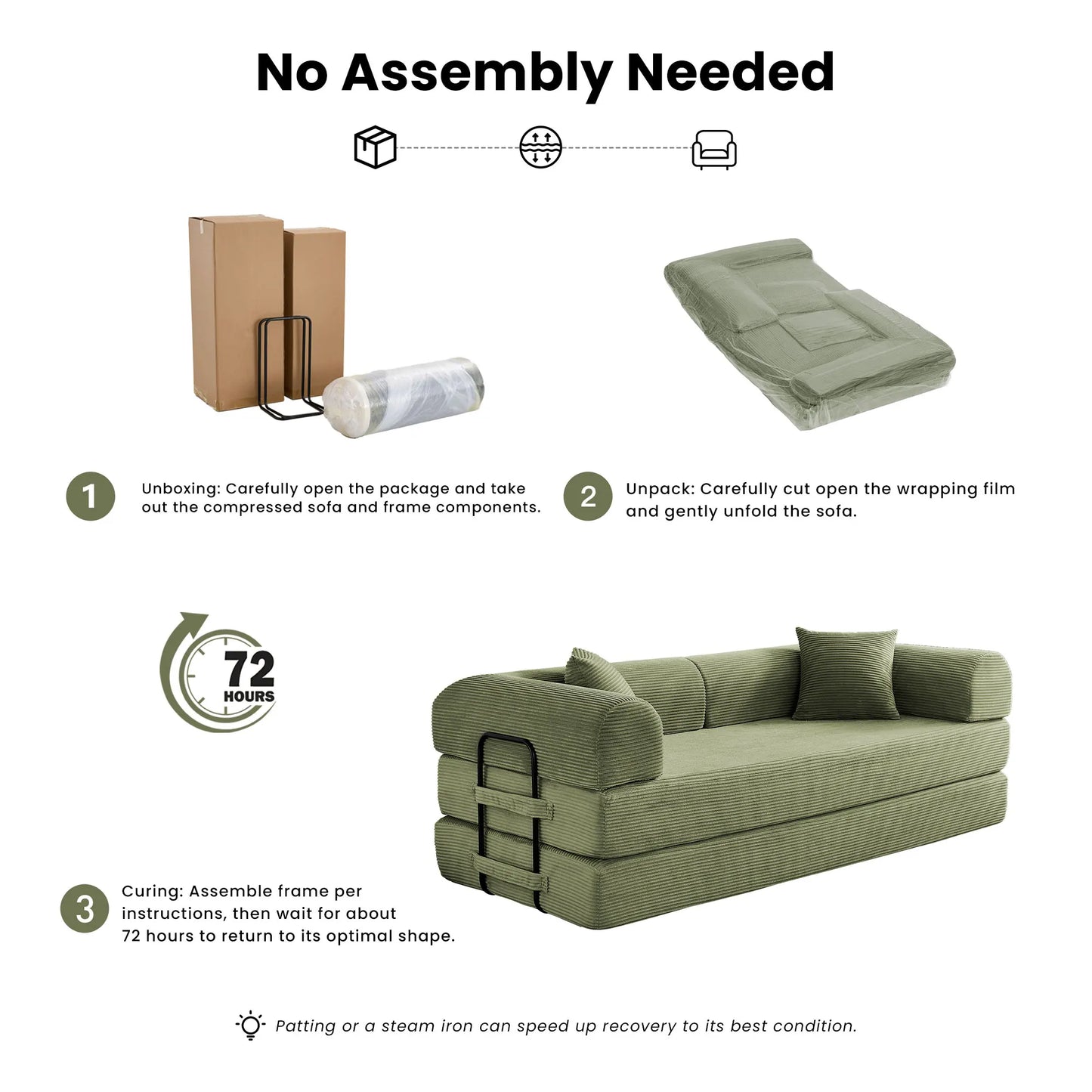 Corduroy Convertible Sofa Bed Foldable Loveseat Sleeper