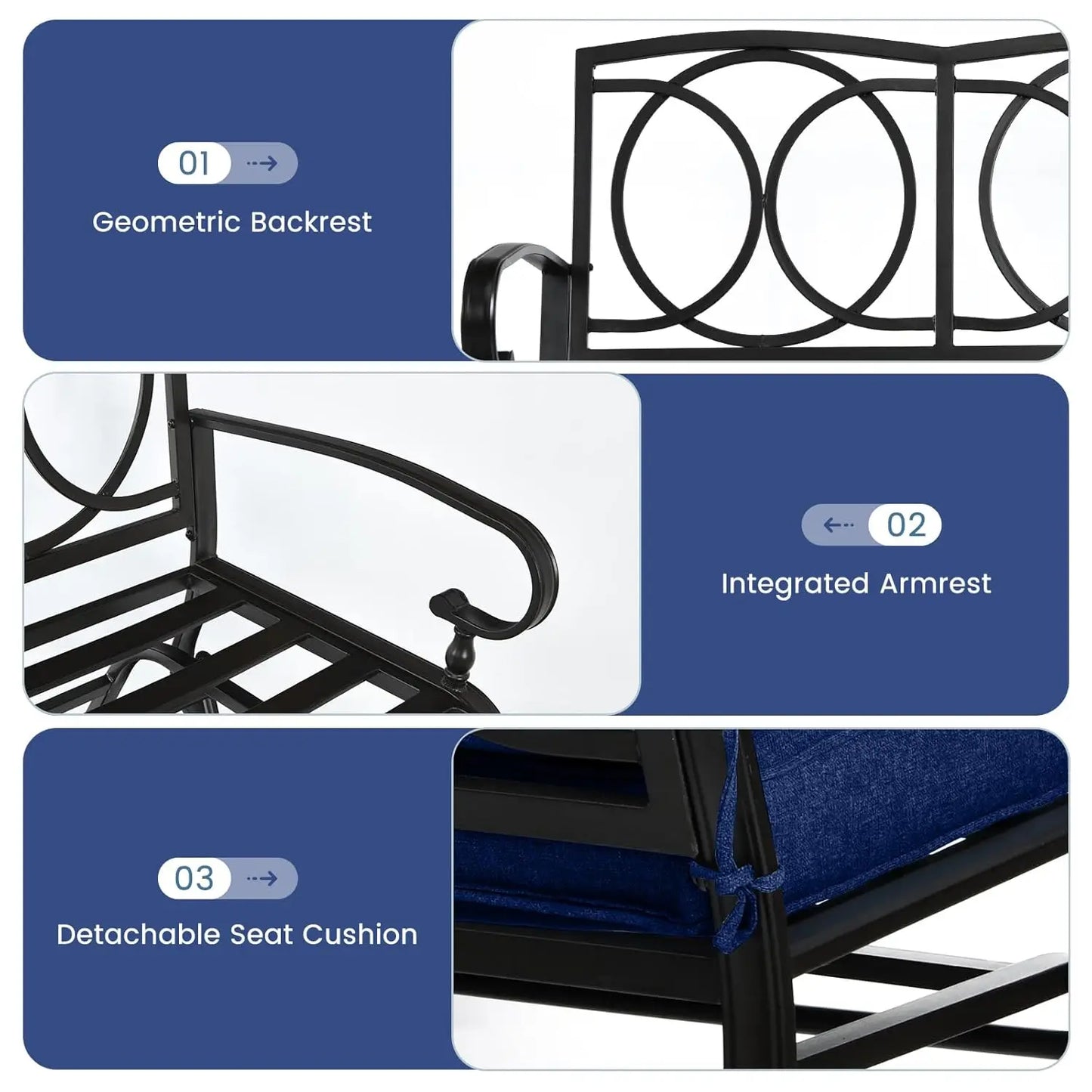 Outdoor Glider Swing Chair for Two with Steel Frame