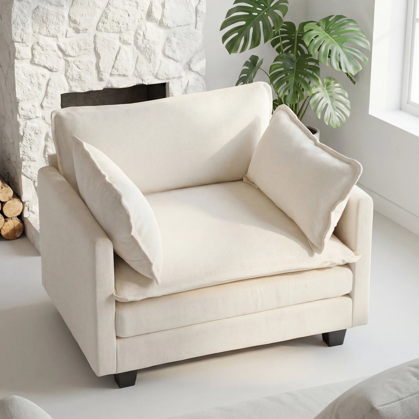 Modular Sectional Sofa With Ottoman And Solid Wood Frame