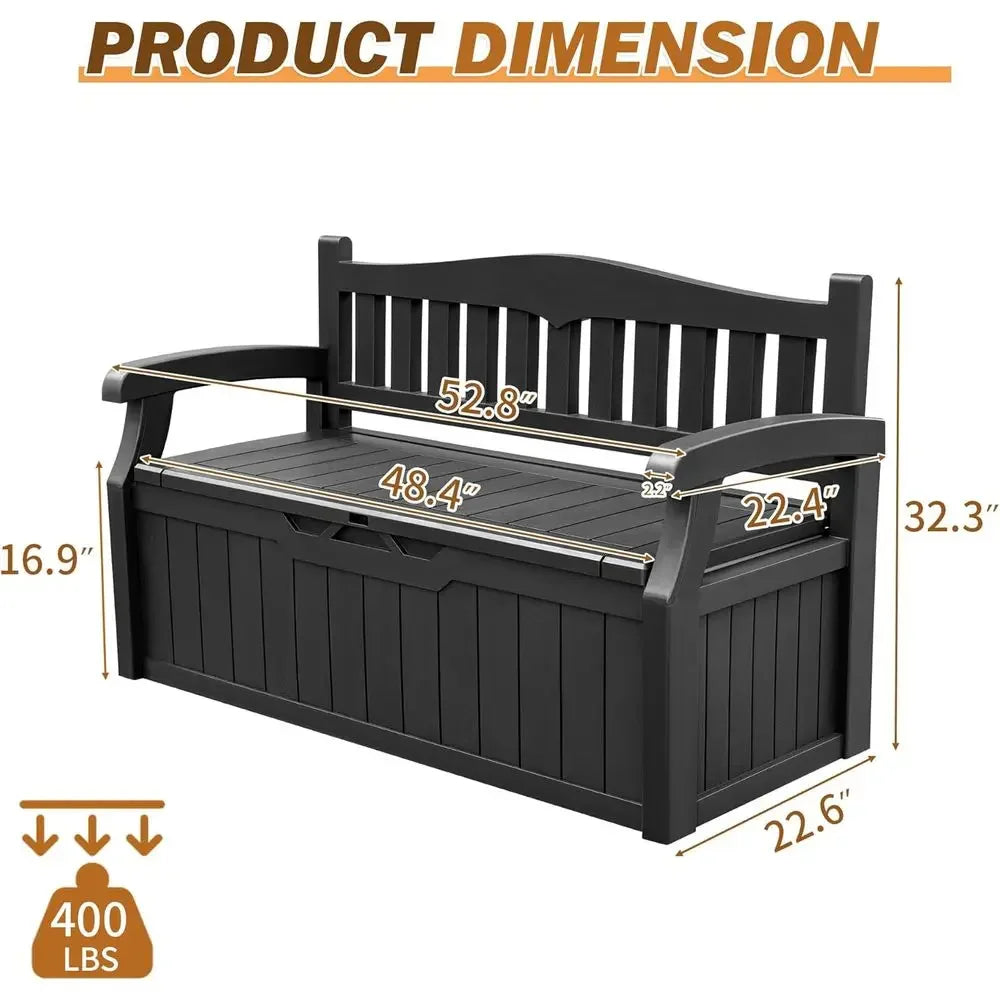 Lockable Outdoor Storage Bench With Seat Cushions For Patio Garden