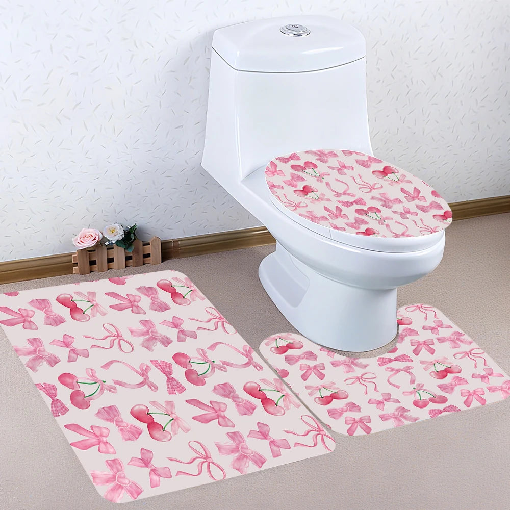 Bathroom Four-Piece Set With Avant-Garde Waterproof Shower Curtain