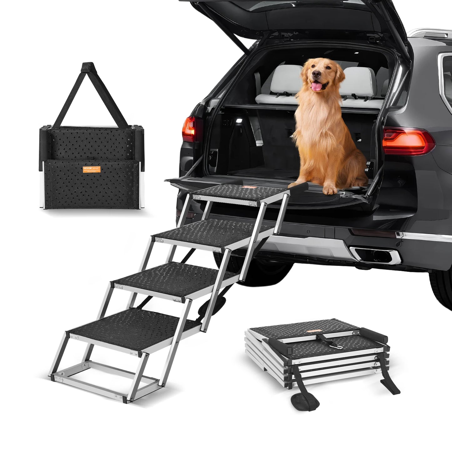 SucceBuy Folding Portable Dog Stair For Cars SUVs Trucks