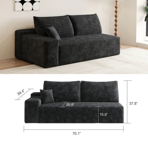 YQXH Cloud Style Sectional Sofa With Corduroy Cover And Memory Foam Cushions