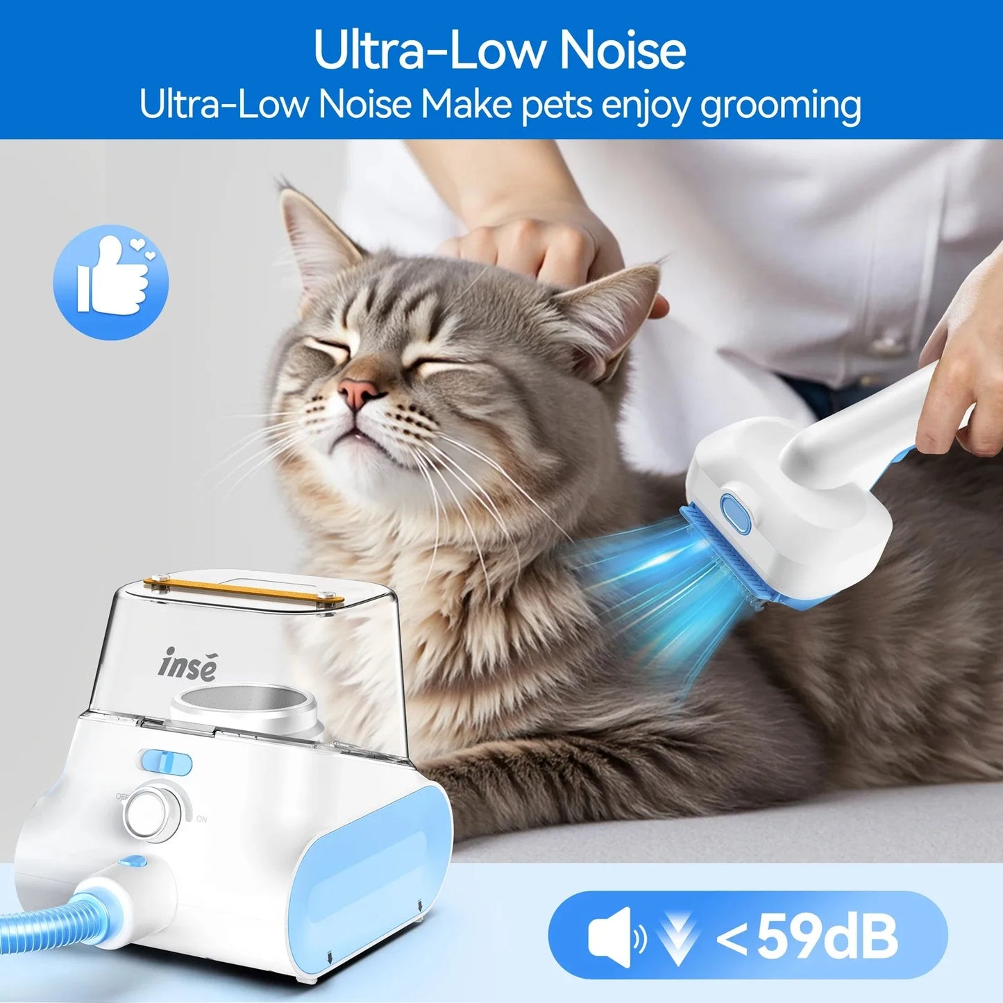 INSE Dog Grooming Vacuum Cleaner With Large Dust Box Storage