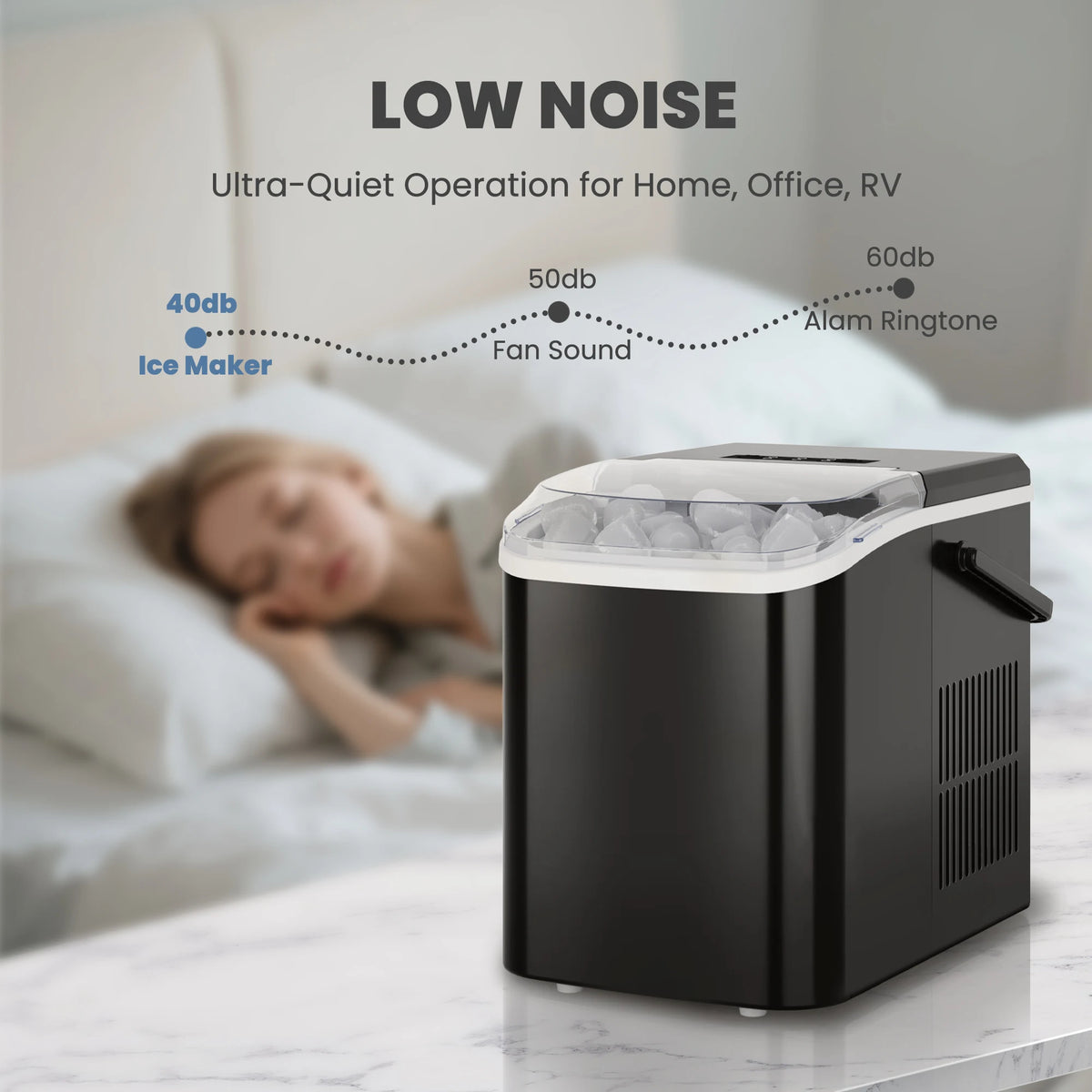 Compact Countertop Ice Maker Self Cleaning Quiet 9 Bullet Cubes