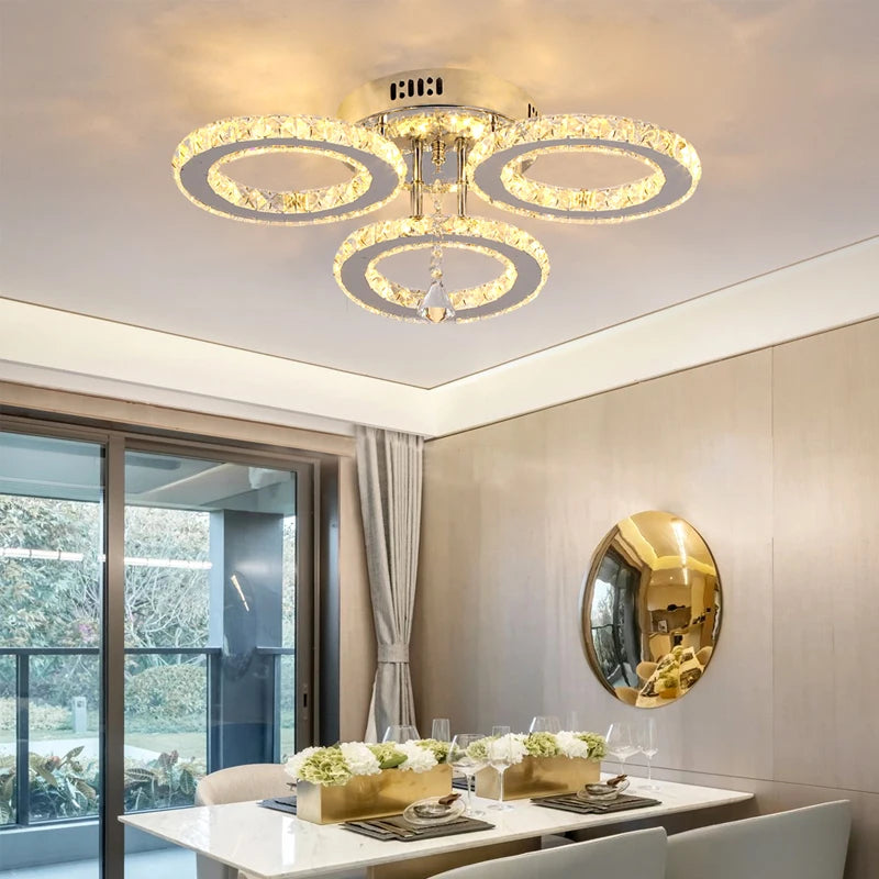 VETRULUS Modern K9 Crystal LED Ceiling Chandelier Living Room