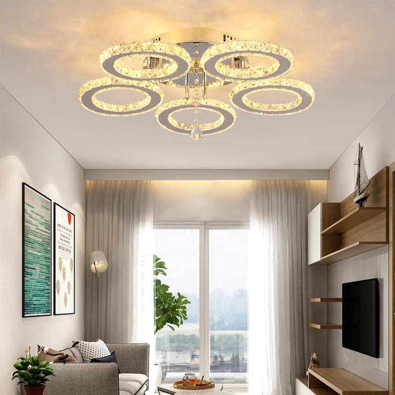 VETRULUS Modern K9 Crystal LED Ceiling Chandelier Living Room